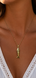 Gold Fish Pendant Necklace | Stainless Steel | Non-Tarnish