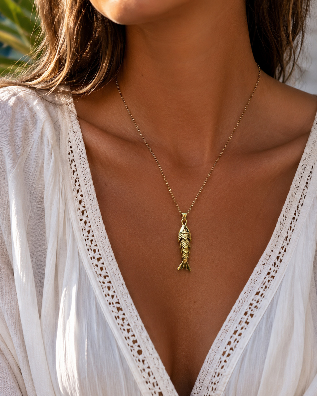 Gold Fish Pendant Necklace | Stainless Steel | Non-Tarnish