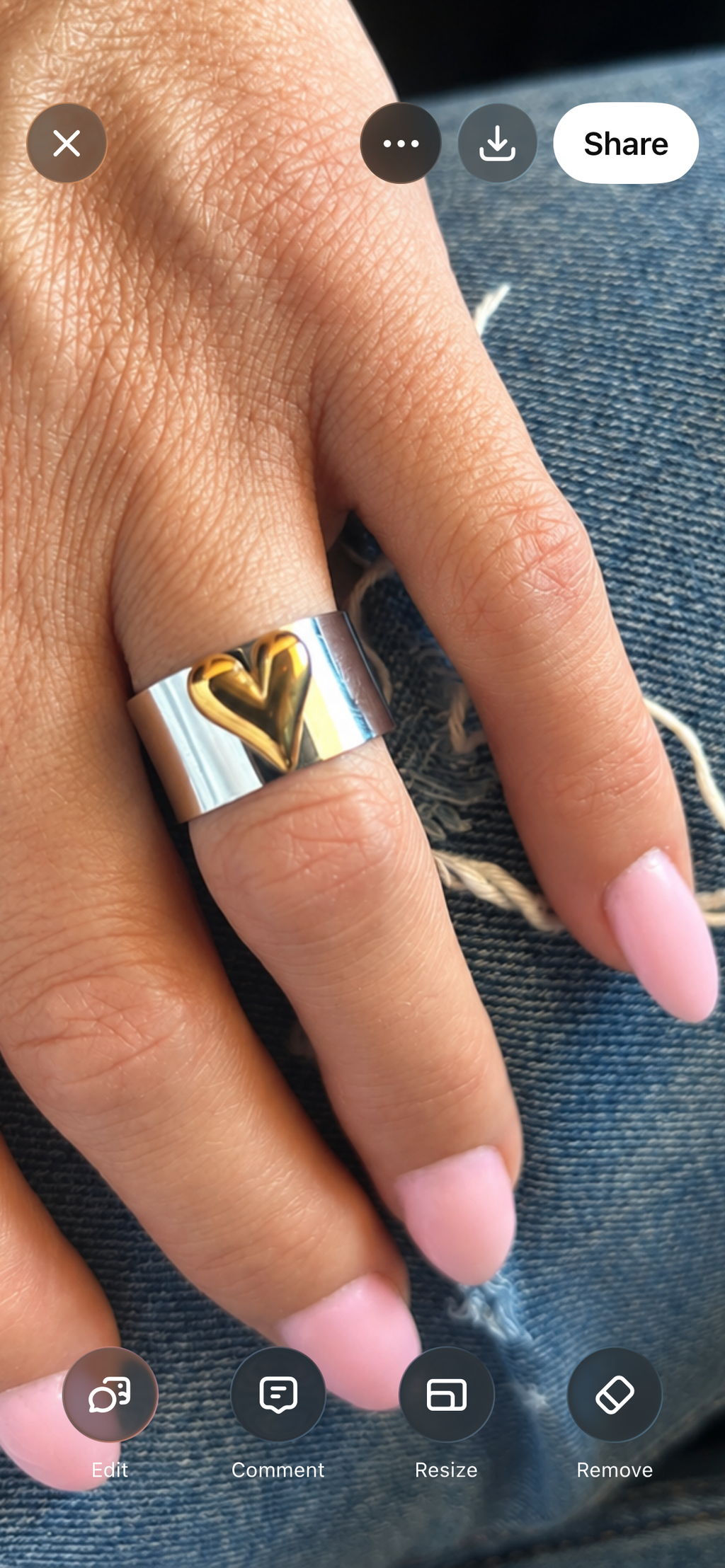 Stainless Steel Two-Tone Heart Ring | Non-Tarnish Statement Ring