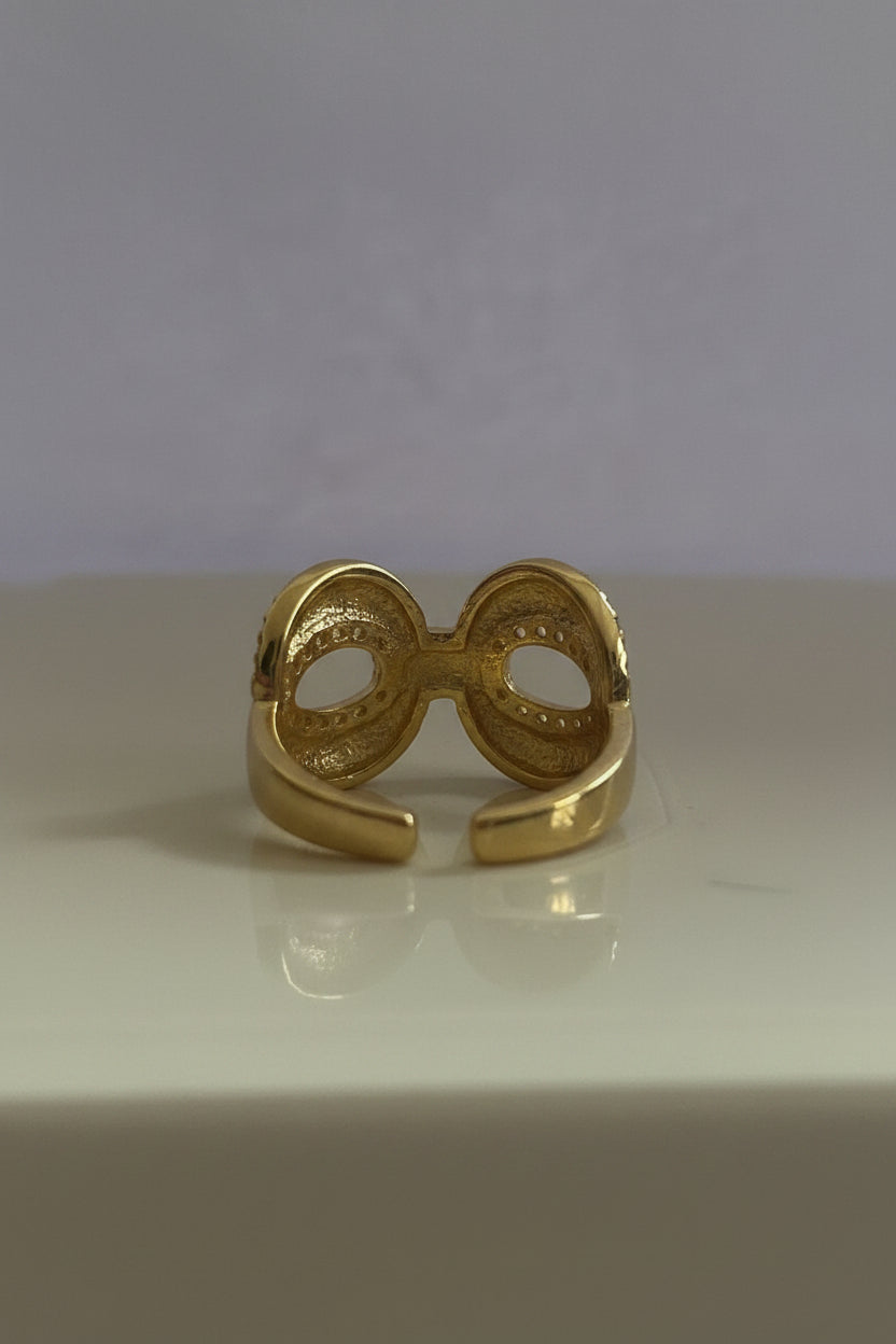 Gold Double Snake Zirconia Ring